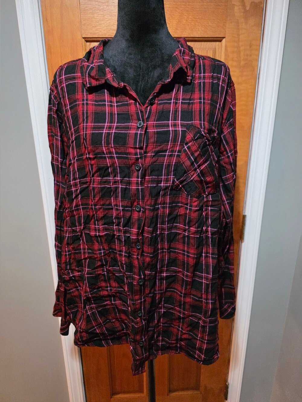 torrid Red and Black Plaid Button-Down Shirt